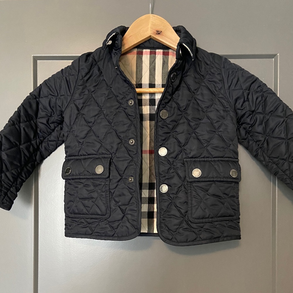 Burberry Black Quilted Kids Jacket with Signature Check Lining